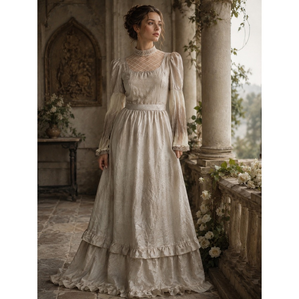 Vintage Boho Medieval Renaissance Festival Costume Maxi Dress Gown M